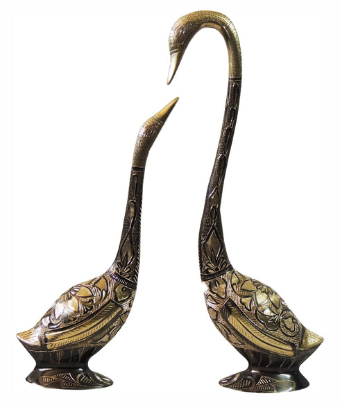 Brass Showpiece Duck Pair Statue With Color Finish 1.38kg